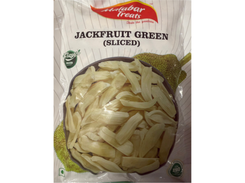 A plastic package labelled Jackfruit Green (Sliced)