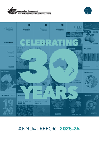 Image of the Food Standards Australia New Zealand 2025-26 Annual Report cover