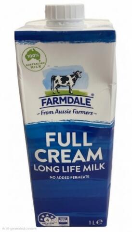 Cardboard Box Labelled Farmdale Full Cream Long Life Milk