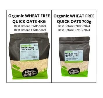 Honest to Goodness Organic Quick Oats 700g and 4kg