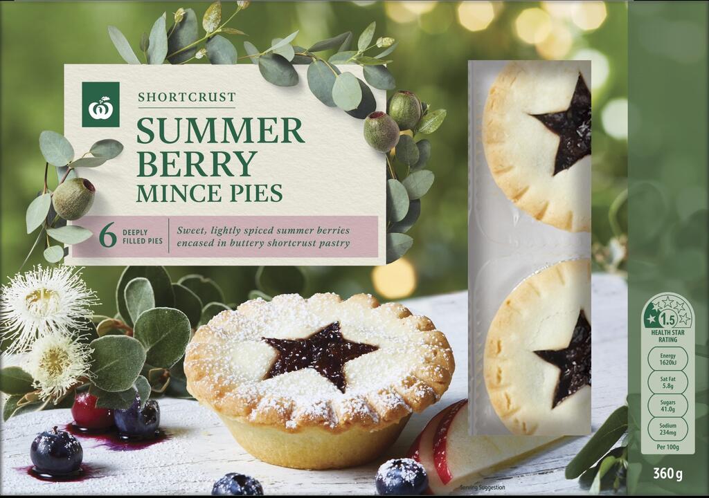 Woolworths Shortcrust Summer Berry Mince Pies - 6 pack