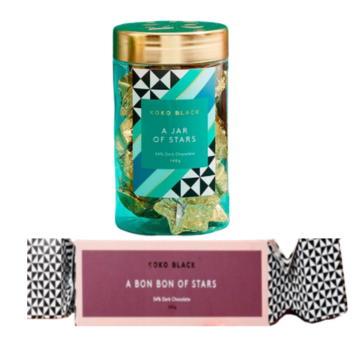 Koko Black Premium Pty Ltd- A Jar of Stars 54% Dark 140g and A Bon Bon of Stars ...