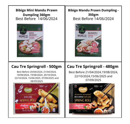 CJ Nutracon P/L - Dumplings and Springrolls - various weights