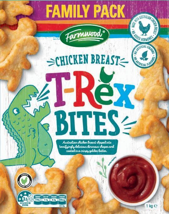 ALDI Stores- Farmwood Chicken Breast T-Rex Bites 1kg