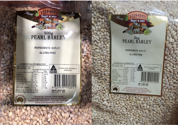Yummy Snack Foods- Pearl Barley 1kg and 500g