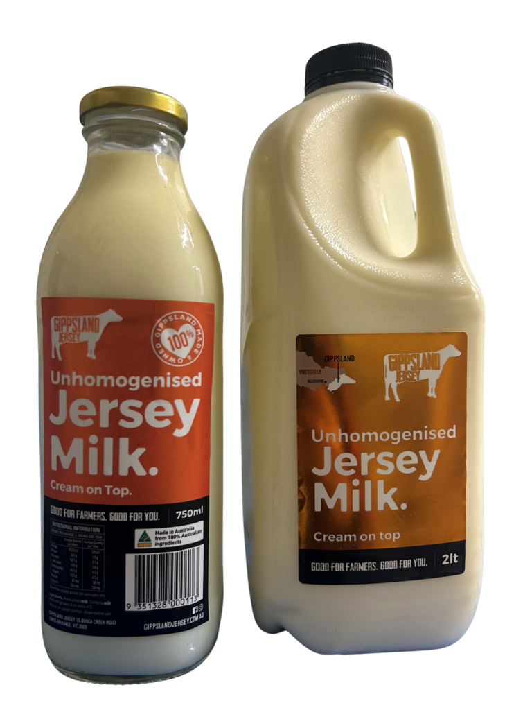 Gippsland Jersey Pty Ltd - Unhomogenised Jersey Milk 750ml and 2L