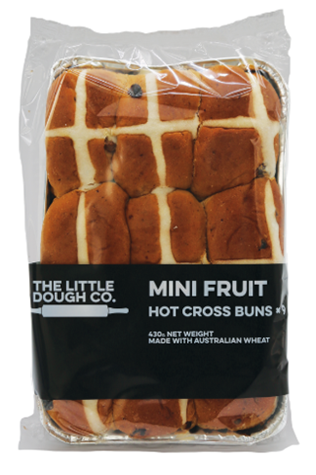 The Little Dough Co. Mini Fruit Hot Cross Buns x9
