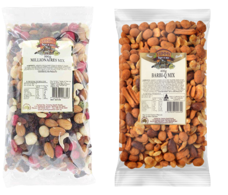 Yummy Snack Foods - Yummy Fruit & Nut Millionaires Mix 500g & Barbi-Q Mix 400g