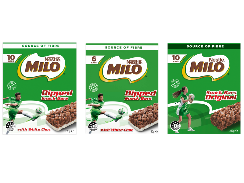 Nestle Australia Ltd. - MILO Dipped Snack bars 270g Box, 960g Box & 160g Box and...