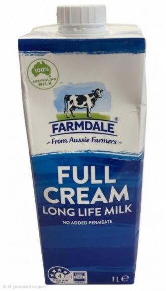 Cardboard Box Labelled Farmdale Full Cream Long Life Milk